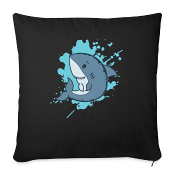 Hai im japanischen Kawaii Stil Tier - Sofakissenbezug 45 x 45 cm - Schwarz - Vorne