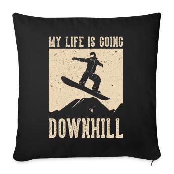 Ma vie est en descente Snowboard - Housse de coussin décorative 45 x 45 cm - noir - Devant