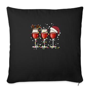 Wine Lovers Noël Chapeau de Noël Tenue Noël - Housse de coussin décorative 45 x 45 cm - noir - Devant