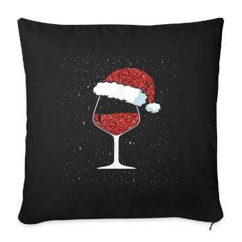 Wine Lovers Noël Chapeau de Noël Tenue Noël - Housse de coussin décorative 45 x 45 cm - noir - Devant