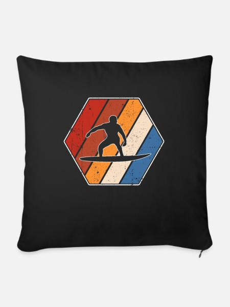 Surfen Retro - Sofakissenbezug 45 x 45 cm - Schwarz