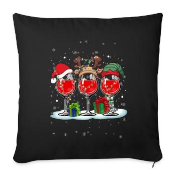 Wine Lovers Noël Chapeau de Noël Tenue Noël - Housse de coussin décorative 45 x 45 cm - noir - Devant