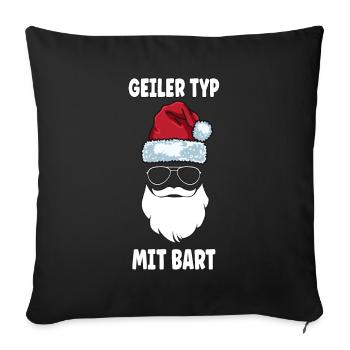 Geilertypmitbart Weihnachten Bartträger Bart - Sofakissenbezug 45 x 45 cm - Schwarz - Vorne