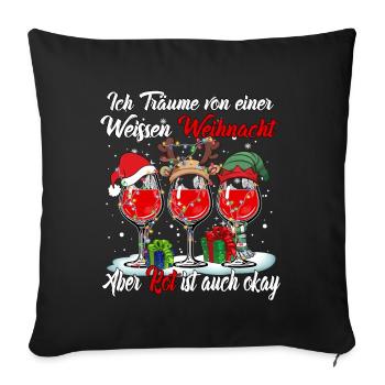 Je rêve d’un Noël blanc mais le rouge est - Housse de coussin décorative 45 x 45 cm - noir - Devant