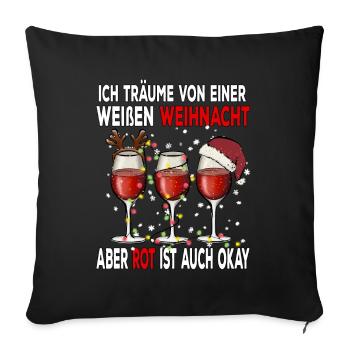 Je rêve d’un Noël blanc mais le rouge est - Housse de coussin décorative 45 x 45 cm - noir - Devant
