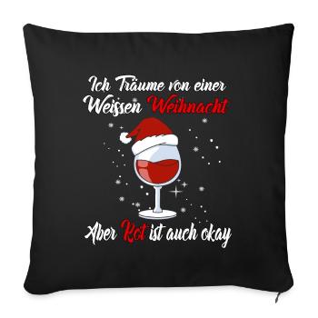 Je rêve d’un Noël blanc mais le rouge est - Housse de coussin décorative 45 x 45 cm - noir - Devant