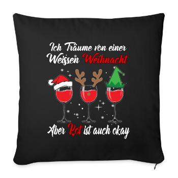 Je rêve d’un Noël blanc mais le rouge est - Housse de coussin décorative 45 x 45 cm - noir - Devant