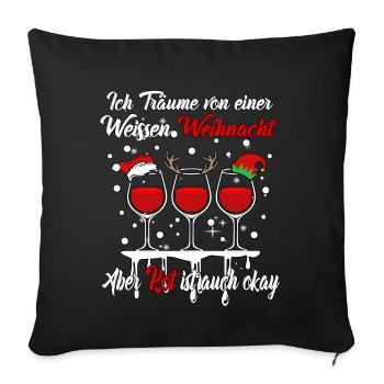 Je rêve d’un Noël blanc mais le rouge est - Housse de coussin décorative 45 x 45 cm - noir - Devant