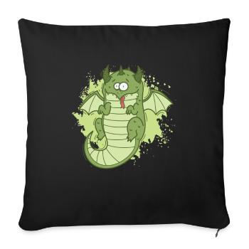 Fat Dragon Looks Funny Animal - Sofa pillowcase 17,3'' x 17,3'' (45 x 45 cm) - black - Front