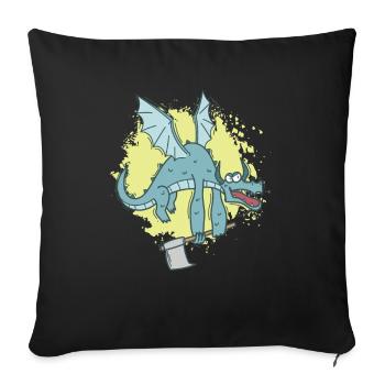 Drôle de dragon avec hache animal mignon - Housse de coussin décorative 45 x 45 cm - noir - Devant