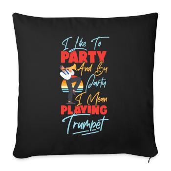 Trompettiste J’aime faire la fête et - Housse de coussin décorative 45 x 45 cm - noir - Devant