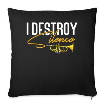 Le trompettiste I Destroy Silence - Housse de coussin décorative 45 x 45 cm - noir - Devant