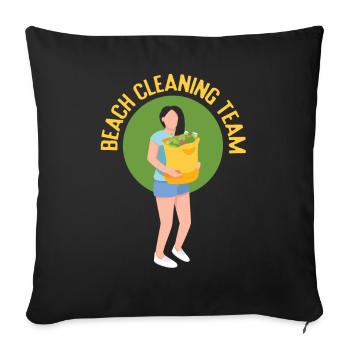 Équipe de nettoyage de plage Nettoyage de plage - Housse de coussin décorative 45 x 45 cm - noir - Devant