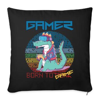 Jeux vidéo Funny Gamer Born To Gaming Retro - Housse de coussin décorative 45 x 45 cm - noir - Devant