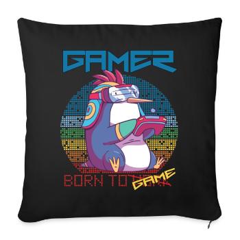 Gamer Cute Penguin Video Games Born To Gaming - Sofakissenbezug 45 x 45 cm - Schwarz - Vorne
