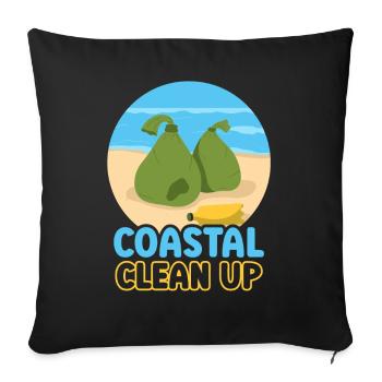 Coastal Cleanup Beach Beach Clean Up - Sofa pillowcase 17,3'' x 17,3'' (45 x 45 cm) - black - Front