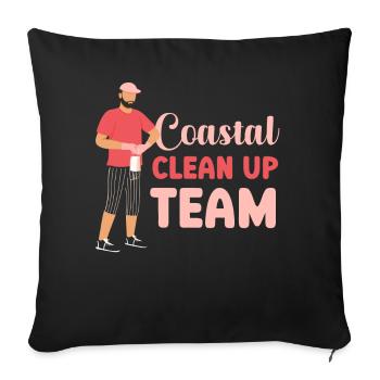 Nettoyage de la plage Équipe de nettoyage côtier de la plage - Housse de coussin décorative 45 x 45 cm - noir - Devant