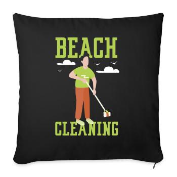Beach Cleaning Beaches Beach Beach Clean Up - Sofa pillowcase 17,3'' x 17,3'' (45 x 45 cm) - black - Front