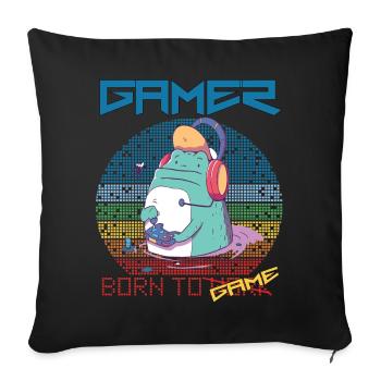 Gamer Funny Frog Video Games Born To Gaming Retro - Sofakissenbezug 45 x 45 cm - Schwarz - Vorne