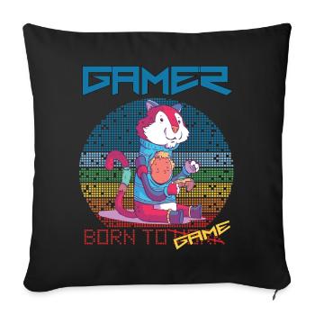 Video Games Funny Gamer Born To Gaming Retro Game - Sofakissenbezug 45 x 45 cm - Schwarz - Vorne