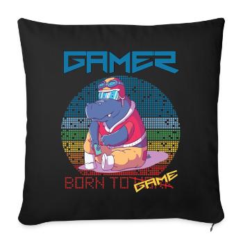 Video Games Funny Gamer Born To Gaming Retro Game - Sofakissenbezug 45 x 45 cm - Schwarz - Vorne