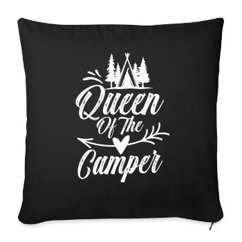 Queen of the camper camper camping camping - Sofa pillowcase 17,3'' x 17,3'' (45 x 45 cm) - black - Front