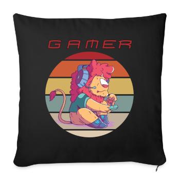 Funny Video Games Retro Console Games Lion Gamer G - Sofakissenbezug 45 x 45 cm - Schwarz - Vorne