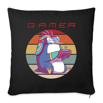 Funny Video Games Retro Console Games Penguin Game - Sofakissenbezug 45 x 45 cm - Schwarz - Vorne