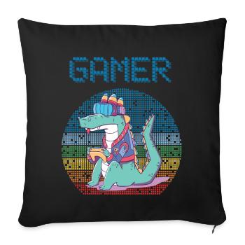 Gamer Jeux vidéo rétro Jeux vintage Funny Croco - Housse de coussin décorative 45 x 45 cm - noir - Devant