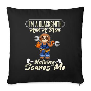 Je suis un forgeron et une maman rien ne me fait peur - Housse de coussin décorative 45 x 45 cm - noir - Devant