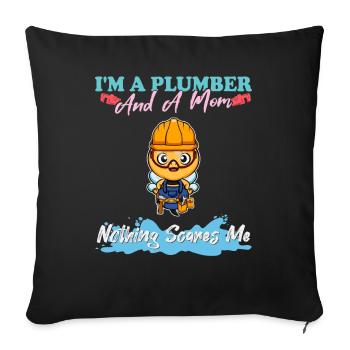 Je suis plombier et maman rien ne me fait peur - Housse de coussin décorative 45 x 45 cm - noir - Devant