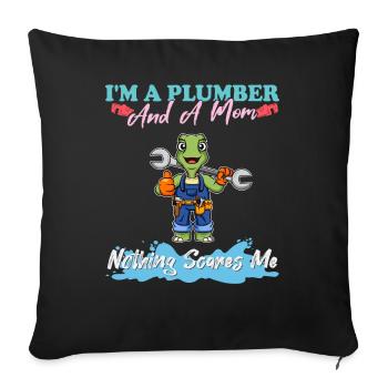 Je suis plombier et maman rien ne me fait peur - Housse de coussin décorative 45 x 45 cm - noir - Devant