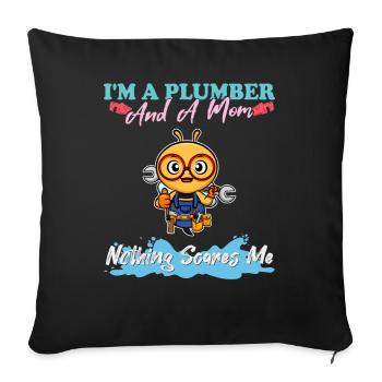 Je suis plombier et maman rien ne me fait peur - Housse de coussin décorative 45 x 45 cm - noir - Devant
