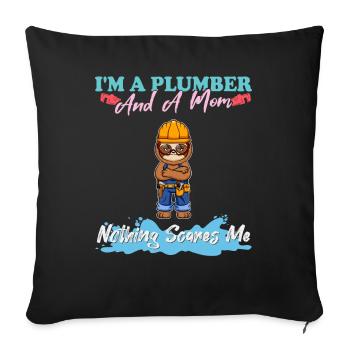 Je suis plombier et maman rien ne me fait peur - Housse de coussin décorative 45 x 45 cm - noir - Devant