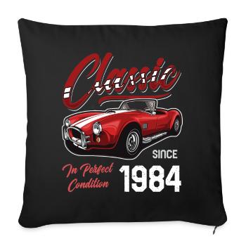 Je ne suis pas vieux Je suis une voiture classique vintage née en 1984 - Housse de coussin décorative 45 x 45 cm - noir - Devant