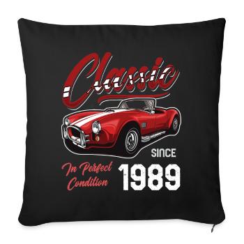 Je ne suis pas vieux Je suis une voiture classique vintage née en 1989 - Housse de coussin décorative 45 x 45 cm - noir - Devant