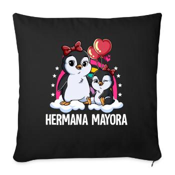 Grande sœur pingouin - Housse de coussin décorative 45 x 45 cm - noir - Devant