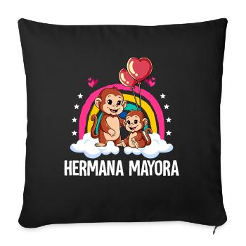 Grande Sœur Singe - Housse de coussin décorative 45 x 45 cm - noir - Devant