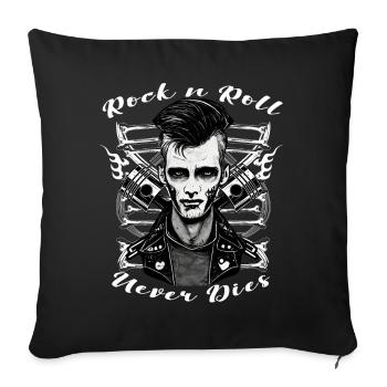 Rock n Roll niemals stirbt Dark Rockabilly Greaser - Sofakissenbezug 45 x 45 cm - Schwarz - Vorne