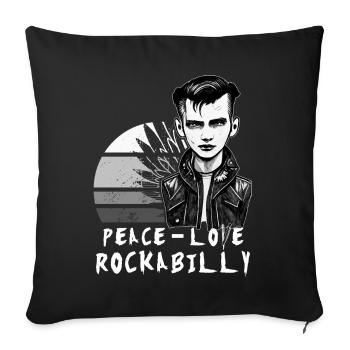 Friedensliebe Rockabilly Retro Psychobilly Greaser - Sofakissenbezug 45 x 45 cm - Schwarz - Vorne