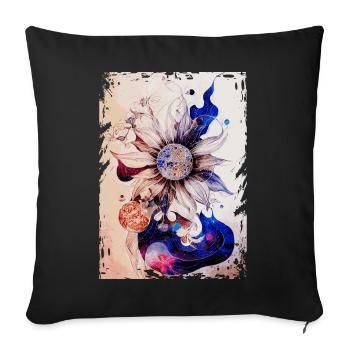 Himmlisch Blumenblumenraum Aquarell Galaxy Boho - Sofakissenbezug 45 x 45 cm - Schwarz - Vorne