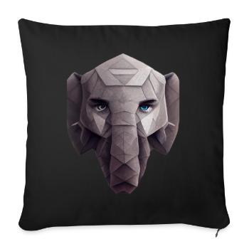 Netter Elefantenkopf Polygon niedriger Poly Elefan - Sofakissenbezug 45 x 45 cm - Schwarz - Vorne