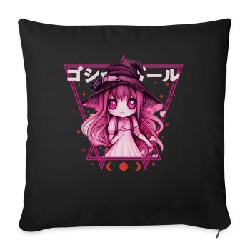 Kawaii Pastell Goth Witch Anime Chibi Vaporwave - Sofakissenbezug 45 x 45 cm - Schwarz - Vorne