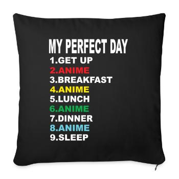 Anime My Perfect Day Anime Anime Series - Sofa pillowcase 17,3'' x 17,3'' (45 x 45 cm) - black - Front