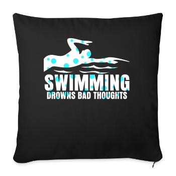 Citation du nageur Entraîneur de natation - Housse de coussin décorative 45 x 45 cm - noir - Devant