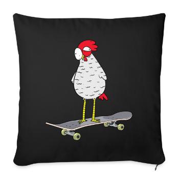 Skateboard Poulet Patinage Patineur Jeunesse Patinage - Housse de coussin décorative 45 x 45 cm - noir - Devant