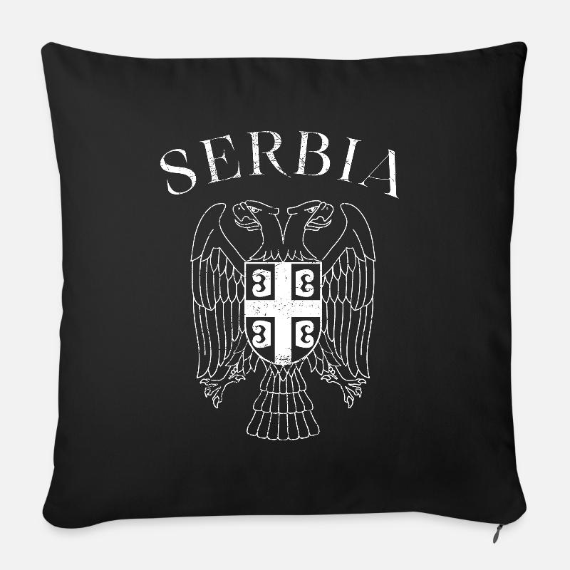 Serbien Adler Wappen Flagge - Sofakissenbezug 45 x 45 cm - Schwarz