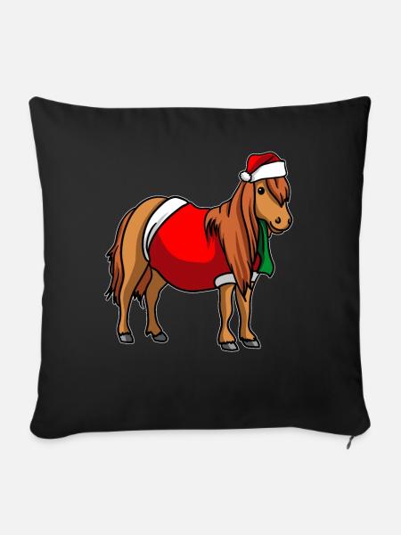 Pony Weihnachtsmütze - Sofakissenbezug 45 x 45 cm - Schwarz