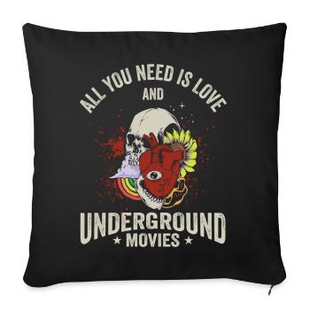 Film underground, Cinéma indépendant, Horreur - Housse de coussin décorative 45 x 45 cm - noir - Devant