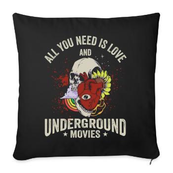Underground Film, Independent Cinema, Horror - Sofakissenbezug 45 x 45 cm - Schwarz - Vorne